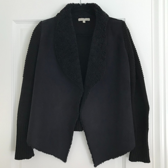 Joan Vass Drape Front Black Jacket-S - Picture 1 of 4